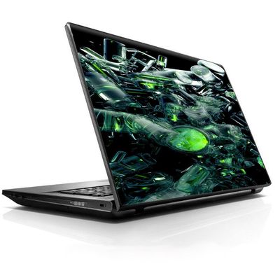 15 15.6 inch Laptop Notebook Skin Vinyl Sticker Cover Decal Fits 13.3" 14" 15.6" 16" HP Lenovo Apple Mac Dell Compaq Asus Acer/Trippy Glass 3D Green