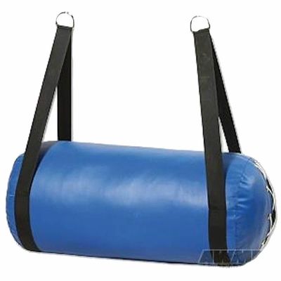 Bestzo MMA Leather Punch Bag - Cylinder Shaped with Reinforced Handles Blue -48 inch