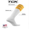 TCK Retro 3 Stripe Tube Socks (Gold, Medium) view 4