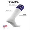TCK Retro 3 Stripe Tube Socks (Purple, Medium) view 4