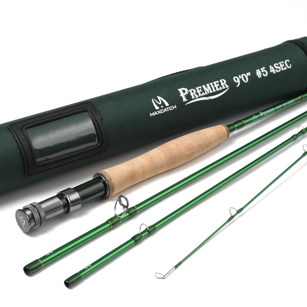 M MAXIMUMCATCH Maxcatch 3-12wt Medium-Fast Action Premier Fly Fishing Rod-IM8 Carbon Blank for High Performance,with AA Cork Grip Hard Chromed Guides (V-Premier, 9' 10wt)