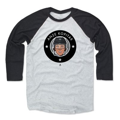 500 LEVEL Anze Kopitar Tee Shirt (Baseball Tee, XXX-Large, Black/Ash) - Los Angeles Raglan Tee - Anze Kopitar 3 Stars S