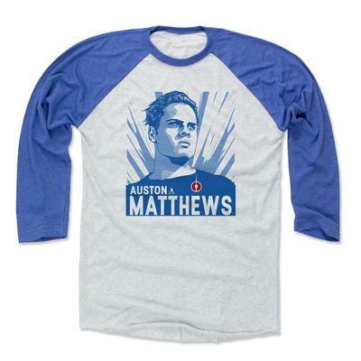 500 LEVEL Auston Matthews 3/4 Sleeve T-Shirt (Baseball Tee, XXX-Large, Royal/Ash) - Auston Matthews Legend B