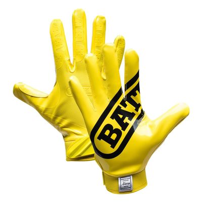 Battle Sports Double Threat Wide Receiver - Adult and Youth Football Gloves - Ultra Stick Gloves - Adult X-Large, Yellow