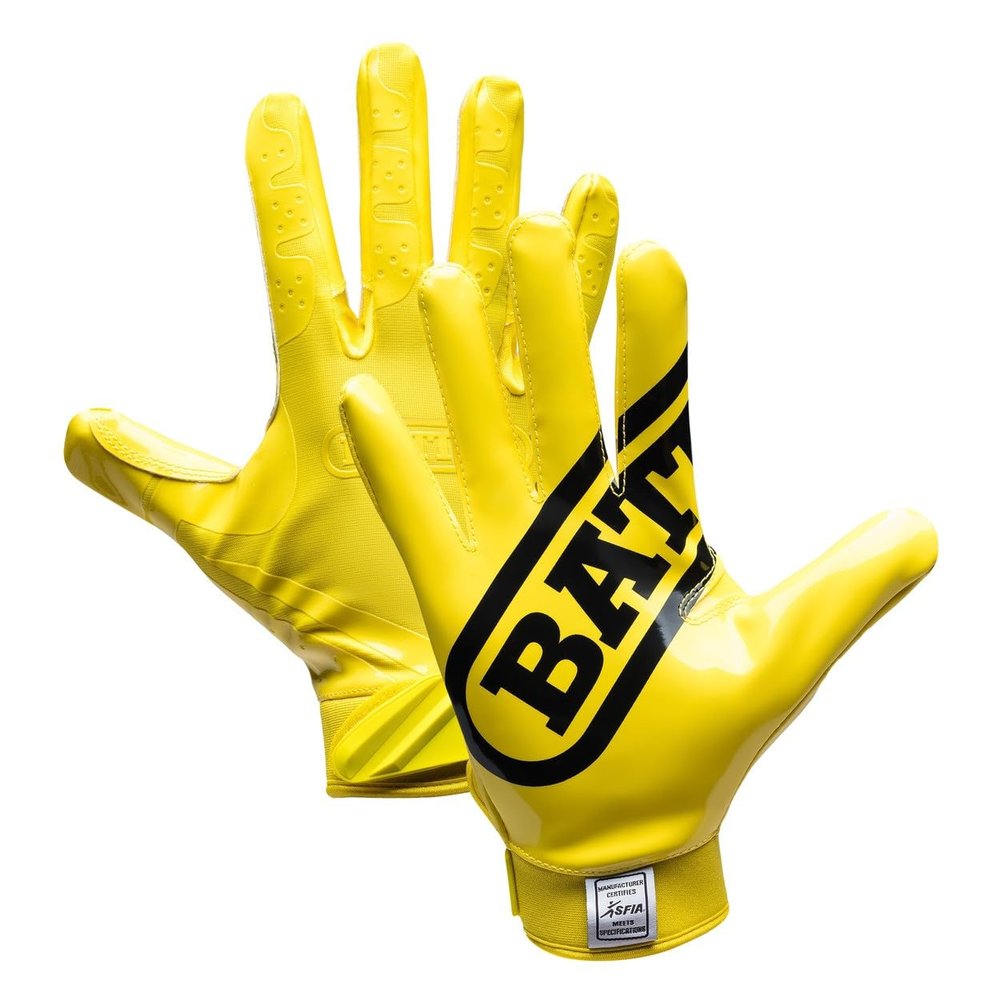 Battle Sports Double Threat Wide Receiver - Adult and Youth Football Gloves - Ultra Stick Gloves - Adult X-Large, Yellow