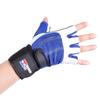 Brawn Fit Workout Gloves for Men and Women - Soft Leather Weight Lifting Gloves with Wrist Support, Padded Design Best for Gym, Exercise, Training, Barbell Workout- 1 Pair Large Size - Blue and White view 2