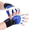 Brawn Fit Workout Gloves for Men and Women - Soft Leather Weight Lifting Gloves with Wrist Support, Padded Design Best for Gym, Exercise, Training, Barbell Workout- 1 Pair Large Size - Blue and White view 3