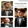 AWAYTR Men's Pre Tied Bow Ties for Wedding Party Fancy Plain Adjustable Bowties Necktie (Black&white) view 4