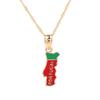 24K Gold Plated Green Red Enamel Coated Portugal Map Pendant Necklace Jewelry view 1