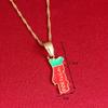 24K Gold Plated Green Red Enamel Coated Portugal Map Pendant Necklace Jewelry view 2