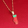 24K Gold Plated Green Red Enamel Coated Portugal Map Pendant Necklace Jewelry view 3