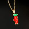 24K Gold Plated Green Red Enamel Coated Portugal Map Pendant Necklace Jewelry view 4