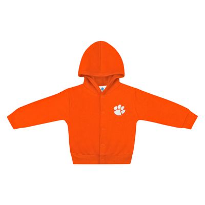Creative Knitwear College Baby NCAA Officially Licensed Snap Hooded Jacket - Clemson Tigers Logo - Orange - 6-9 Months
