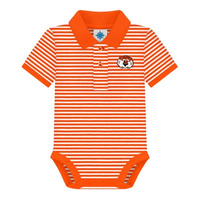 Creative Knitwear Auburn University Aubie Head Newborn Striped Polo Bodysuit,Orange,0-3 Months