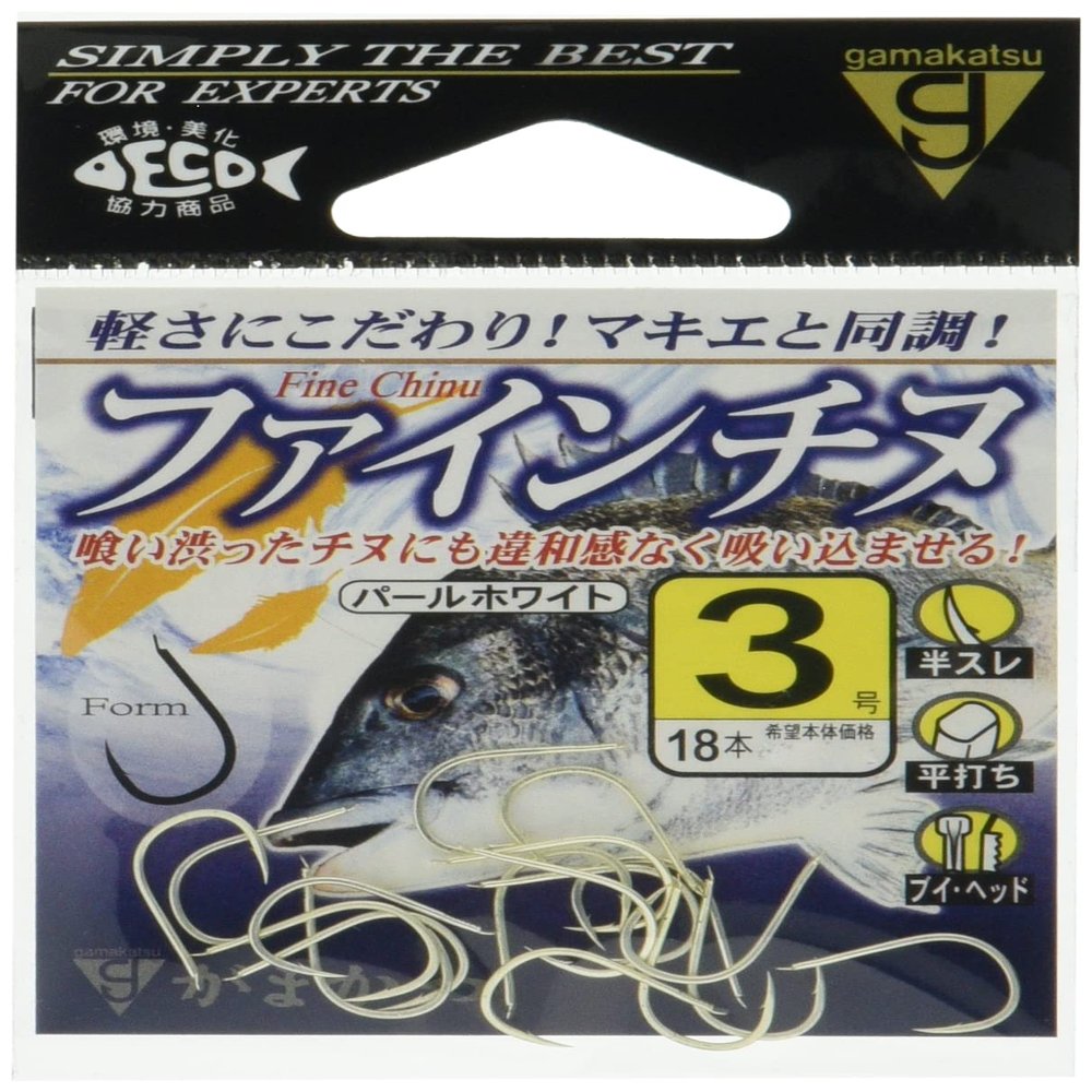 Gamakatsu 68485 Single Hook, Fine Point, No. 2, 19 Pieces, Pearl White