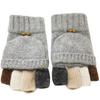 Adorrable Men's Wool Glove Mitten Fingerless Crochet Winter Warm Convertible Knitted Gloves, Light Grey view 1