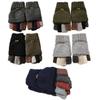 Adorrable Men's Wool Glove Mitten Fingerless Crochet Winter Warm Convertible Knitted Gloves, Light Grey view 3