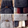 Adorrable Men's Wool Glove Mitten Fingerless Crochet Winter Warm Convertible Knitted Gloves, Light Grey view 4