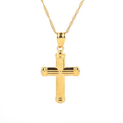 24K Gold Plated Classic Cross Pendant Necklace Jewelry
