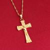 24K Gold Plated Jesus Christ On the Cross Crucifix Pendant Necklace Jewelry view 3