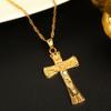 24K Gold Plated Jesus Christ On the Cross Crucifix Pendant Necklace Jewelry view 4
