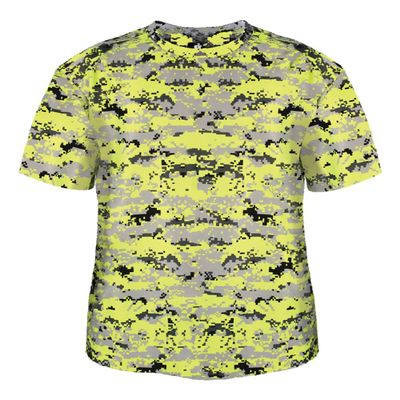 Youth Large Bright Yellow Digi-Camo Moisture Wicking Jersey Uniform Shirt