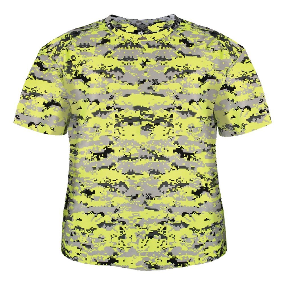 Youth Large Bright Yellow Digi-Camo Moisture Wicking Jersey Uniform Shirt