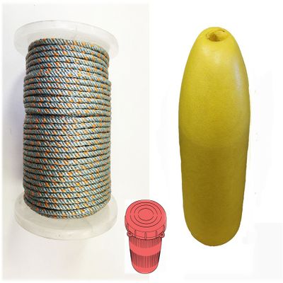 KUFA Sports Prawn Trap Accessory Combo, 400' Lead Rope, 14" Yellow Float and Vented Bait Jar (LP4+F13Y+HB5)