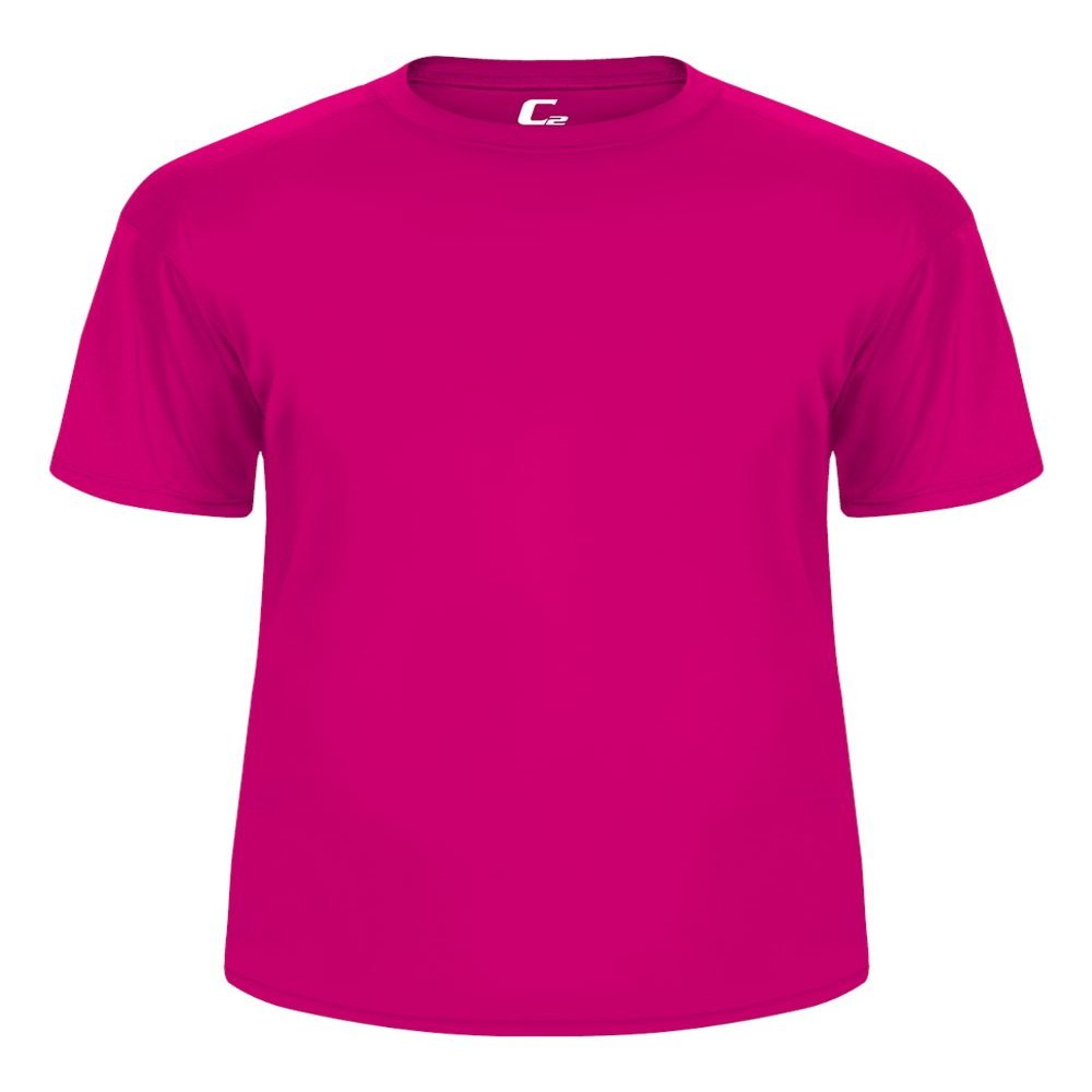 Badger Sport C2 Hot Pink Youth Medium Short Sleeve Wicking Tee