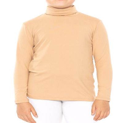 STRETCH IS COMFORT Girl's Long Sleeve Turtleneck Beige Large