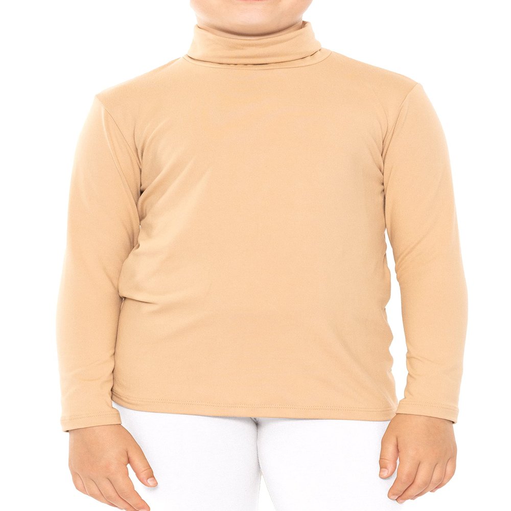 STRETCH IS COMFORT Girl's Long Sleeve Turtleneck Beige Large