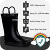 LONECONE Rain Boots with Easy-On Handles in Fun Patterns for Boys and Girls, Play-Proof Flexible Rubber, Durable Non-Slip Treads, Kid-Friendly for Hours of Joy - Shiny Black, 7 Toddler view 2