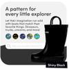 LONECONE Rain Boots with Easy-On Handles in Fun Patterns for Boys and Girls, Play-Proof Flexible Rubber, Durable Non-Slip Treads, Kid-Friendly for Hours of Joy - Shiny Black, 7 Toddler view 4