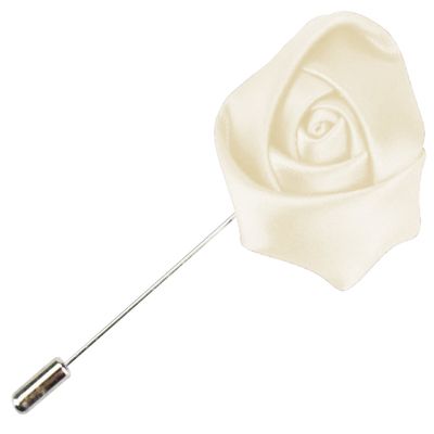 Flairs New York Gentleman's Essentials Premium Handmade Artisan Flowers Lapel Pins (Pack of 1 Pin, Pearl White Rose Bud)