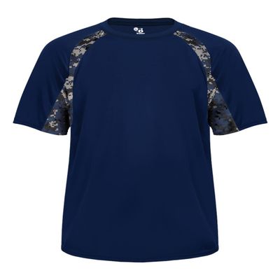 Badger Sport Navy Blue Digi-Camo Youth Large Short Sleeve