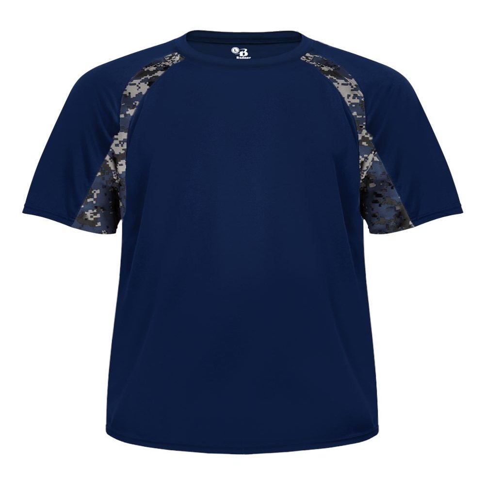 Badger Sport Navy Blue Digi-Camo Youth Large Short Sleeve