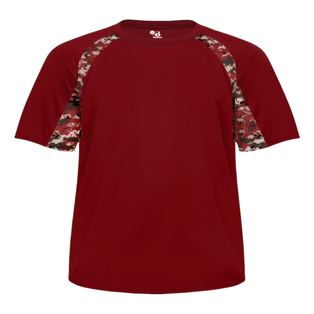 Badger Sport Cardinal Digi-Camo Adult Large Short Sleeve