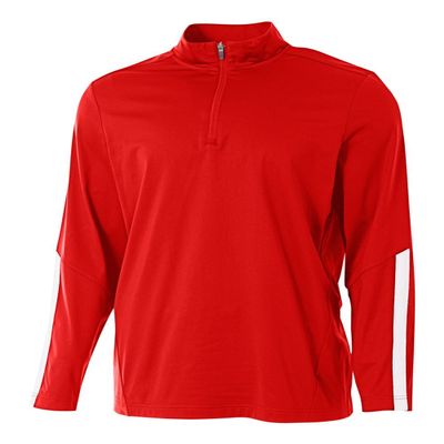 Red Adult Large Sports 1/4 Zip Moisture Wicking Cool & Comfortable Warm-up Jacket