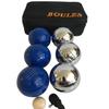 BuyBocceBalls Listing -73mm Metal Petanque/Boules 6 Ball Set with 3 Silver and 3 Blue Balls and Black Bag view 1