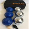BuyBocceBalls Listing -73mm Metal Petanque/Boules 6 Ball Set with 3 Silver and 3 Blue Balls and Black Bag view 2