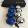 BuyBocceBalls Listing -73mm Metal Bocce 8 Ball Set with 4 Silver and 4 Blue Balls and Black Bag view 1