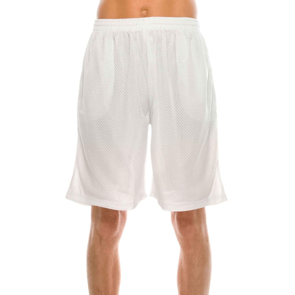 PRO 5 Mens Plain Mesh Shorts, 3XL, White