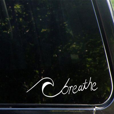 Sign Depot Breathe (Wave) - 3-3/4" x 8-1/2" - Vinyl Die Cut Decal/Bumper Sticker for Windows, Cars, Trucks, Laptops, Etc.