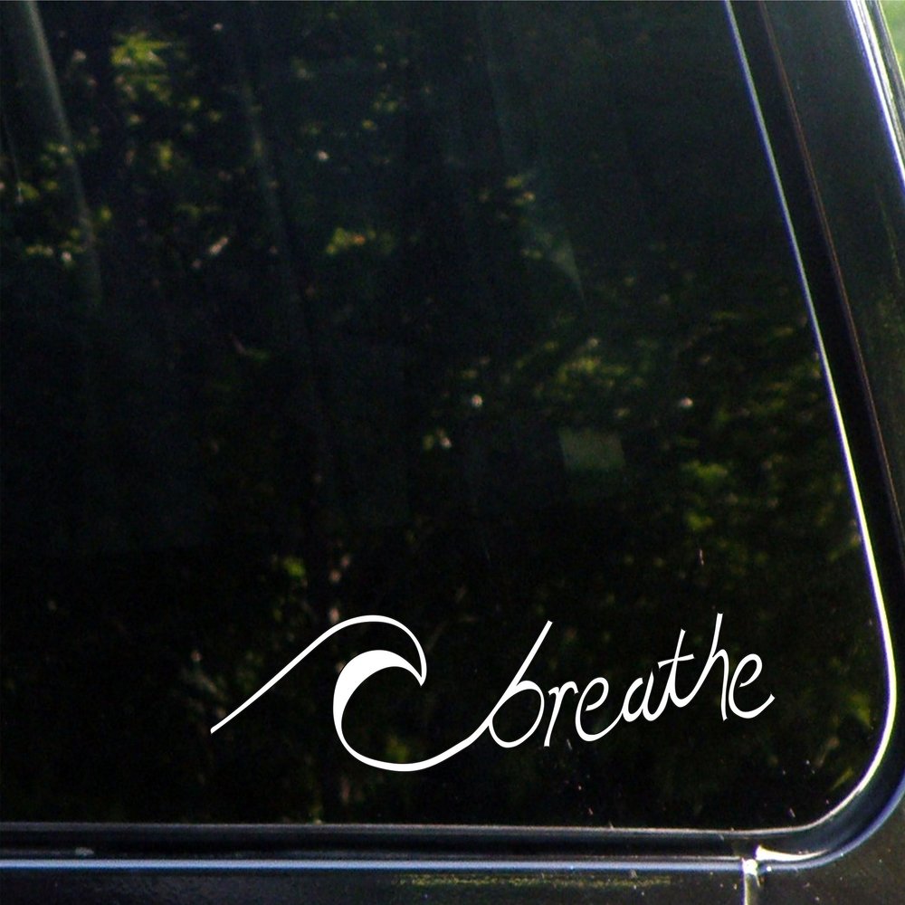 Sign Depot Breathe (Wave) - 3-3/4" x 8-1/2" - Vinyl Die Cut Decal/Bumper Sticker for Windows, Cars, Trucks, Laptops, Etc.