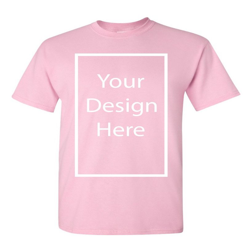 Add Your Own and Text Design Custom Personalized Adult T-Shirt Tee (XXX Large, Pink)