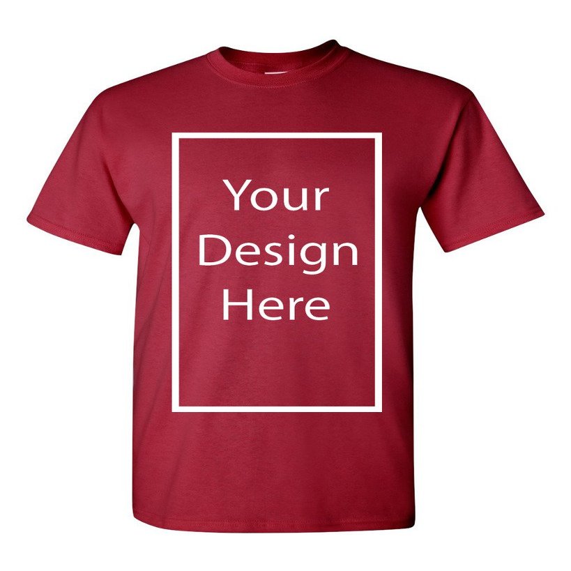 Add Your Own and Text Design Custom Personalized Adult T-Shirt Tee (XXX Large, Cardinal)