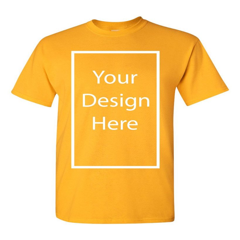 Add Your Own and Text Design Custom Personalized Adult T-Shirt Tee (XXX Large, Gold)