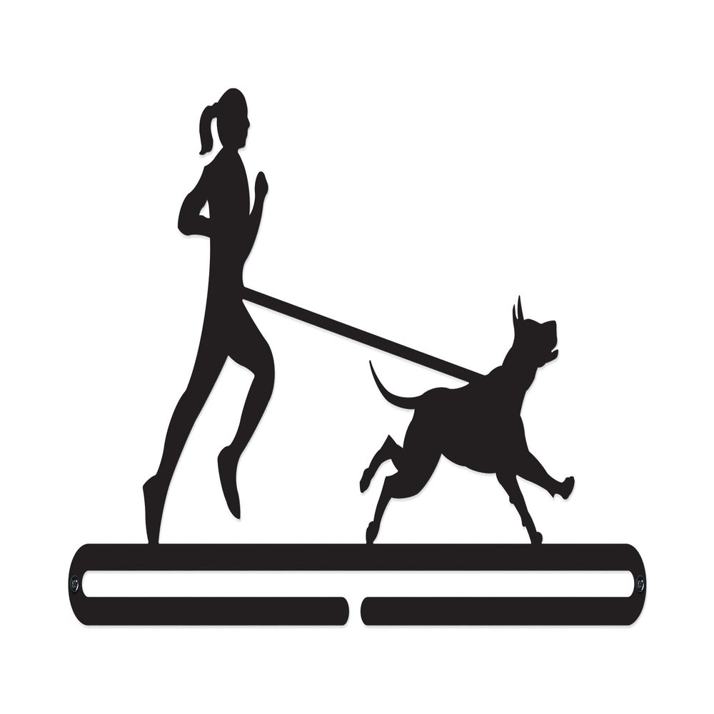 'Female Canicross' | Medal Hanger Display Holder | Black Finish Metal