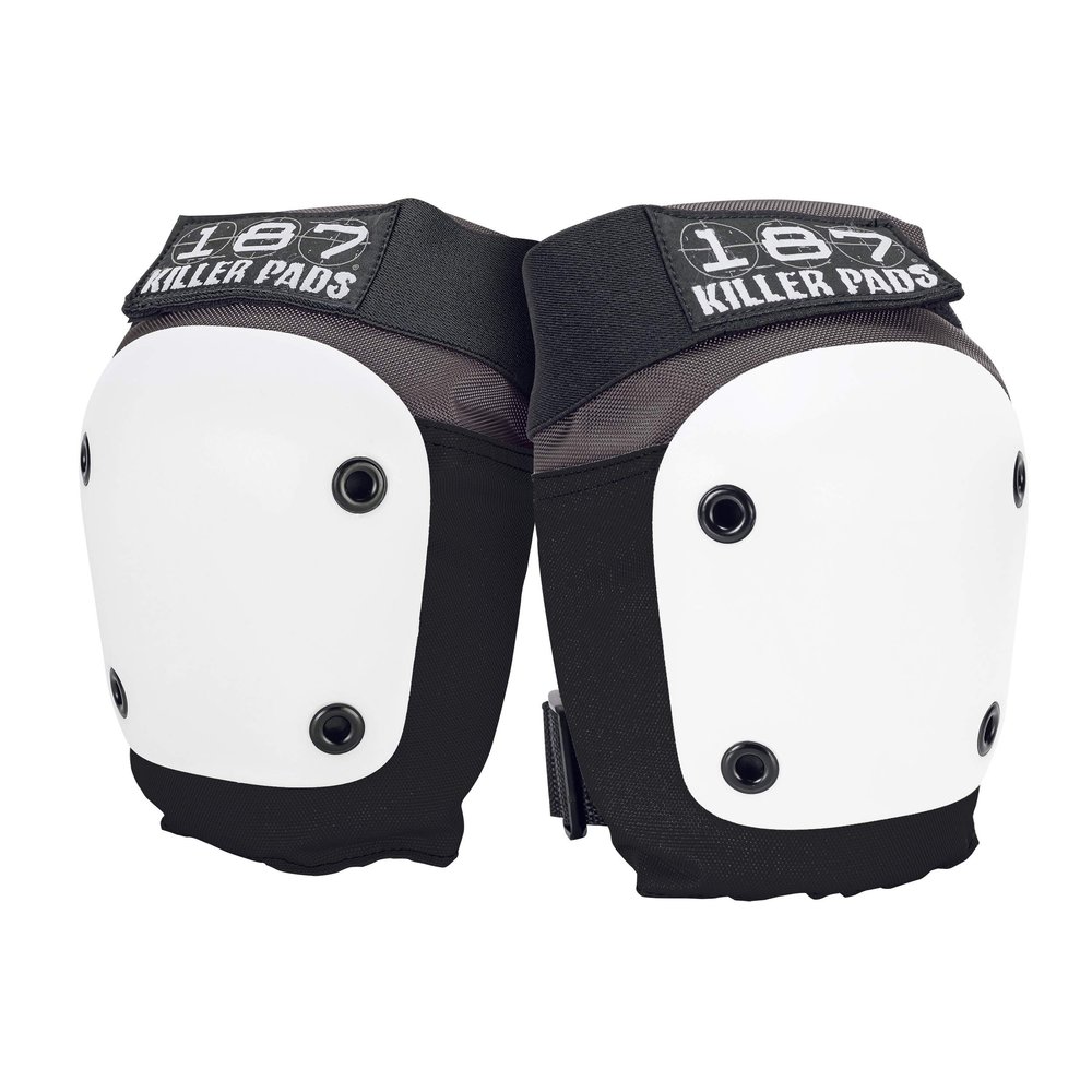 187 Killer Pads Fly Knee Pads - Grey w/White Caps - Large (Grey/White, X-Small)