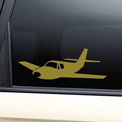 Nashville Decals Small Airplane Flight Vinyl Decal Laptop Car Truck Bumper Window Sticker - Metallic Gold Matte
